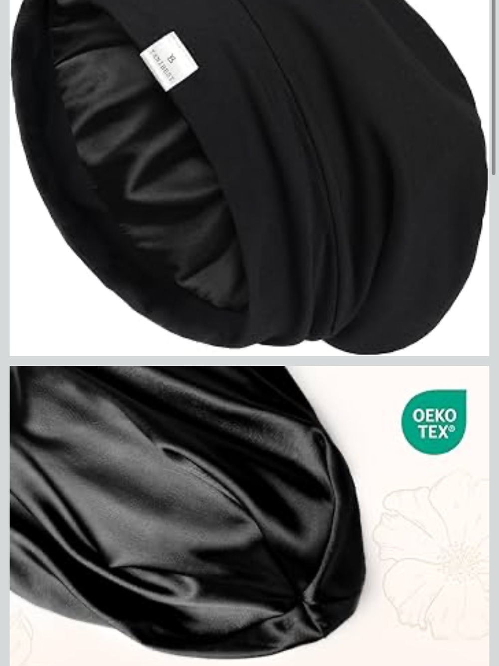 Satin-Lined Black Hair Bonnet -